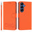 For Samsung Galaxy S26+ Case PU Leather Heart Pattern Wallet Flip Phone Cover with Hand Strap - Orange - 1