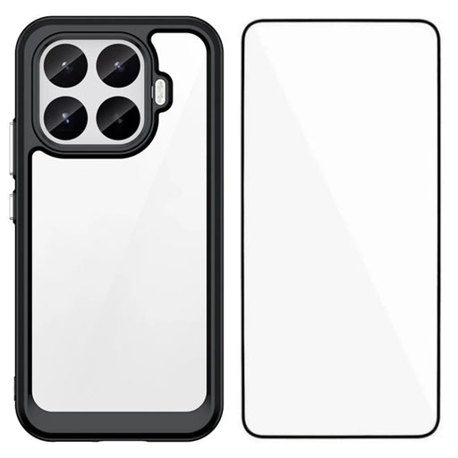 WANLONFENG for Xiaomi 17T Phone Case  XC Series TPU Acrylic Cover with Tempered Glass (Big Lens Hole) - Black - 1
