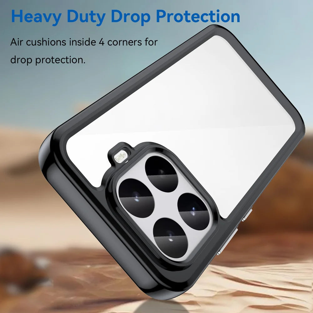 WANLONFENG for Xiaomi 17T Phone Case  XC Series TPU Acrylic Cover with Tempered Glass (Big Lens Hole) - Black - 4