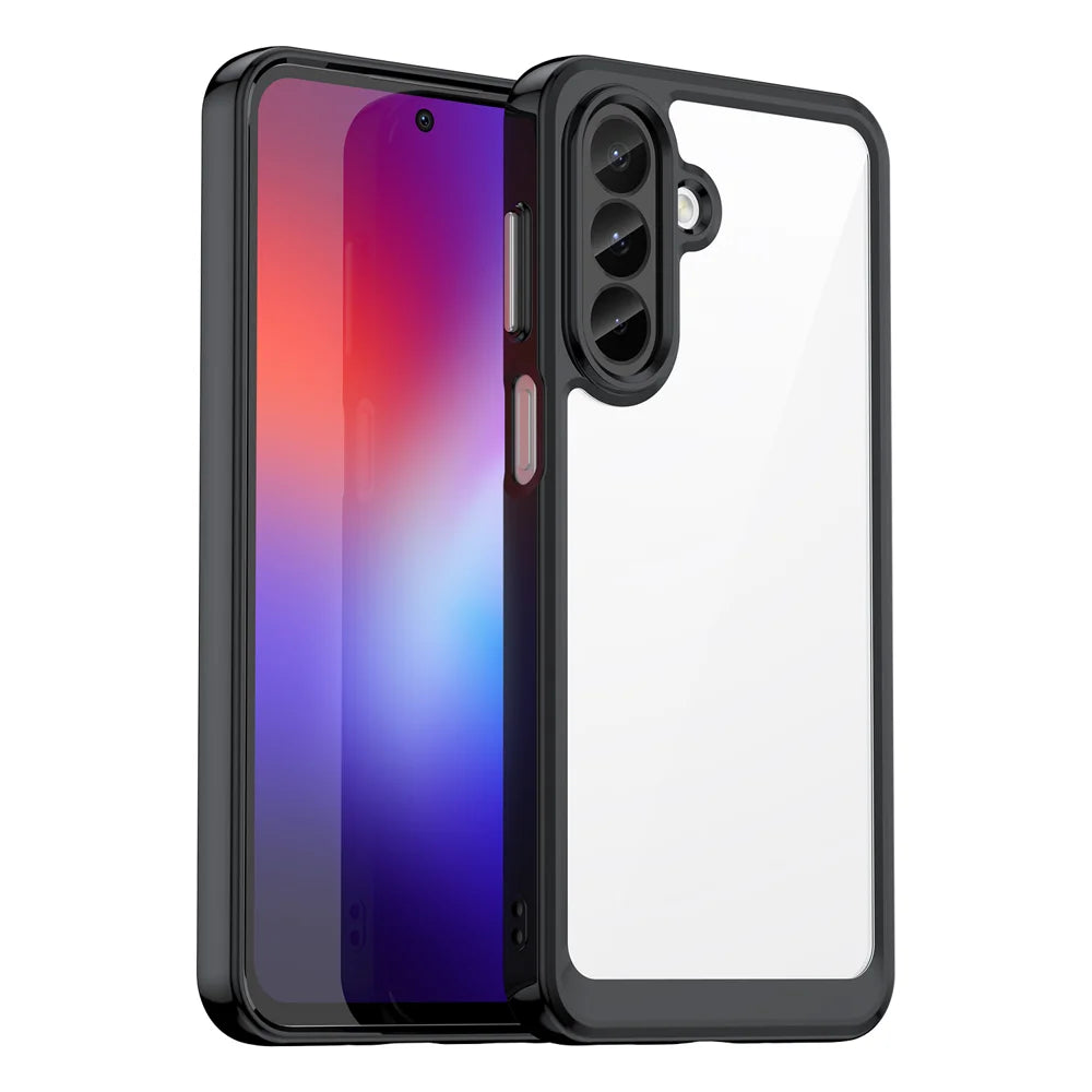 WANLONFENG for Samsung Galaxy A27 Phone Case  XC Series TPU Acrylic Cover with Tempered Glass (Big Lens Hole) - Black - 2