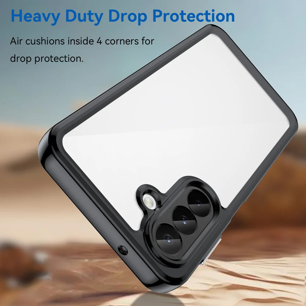 WANLONFENG for Samsung Galaxy A27 Phone Case  XC Series TPU Acrylic Cover with Tempered Glass (Big Lens Hole) - Black - 4