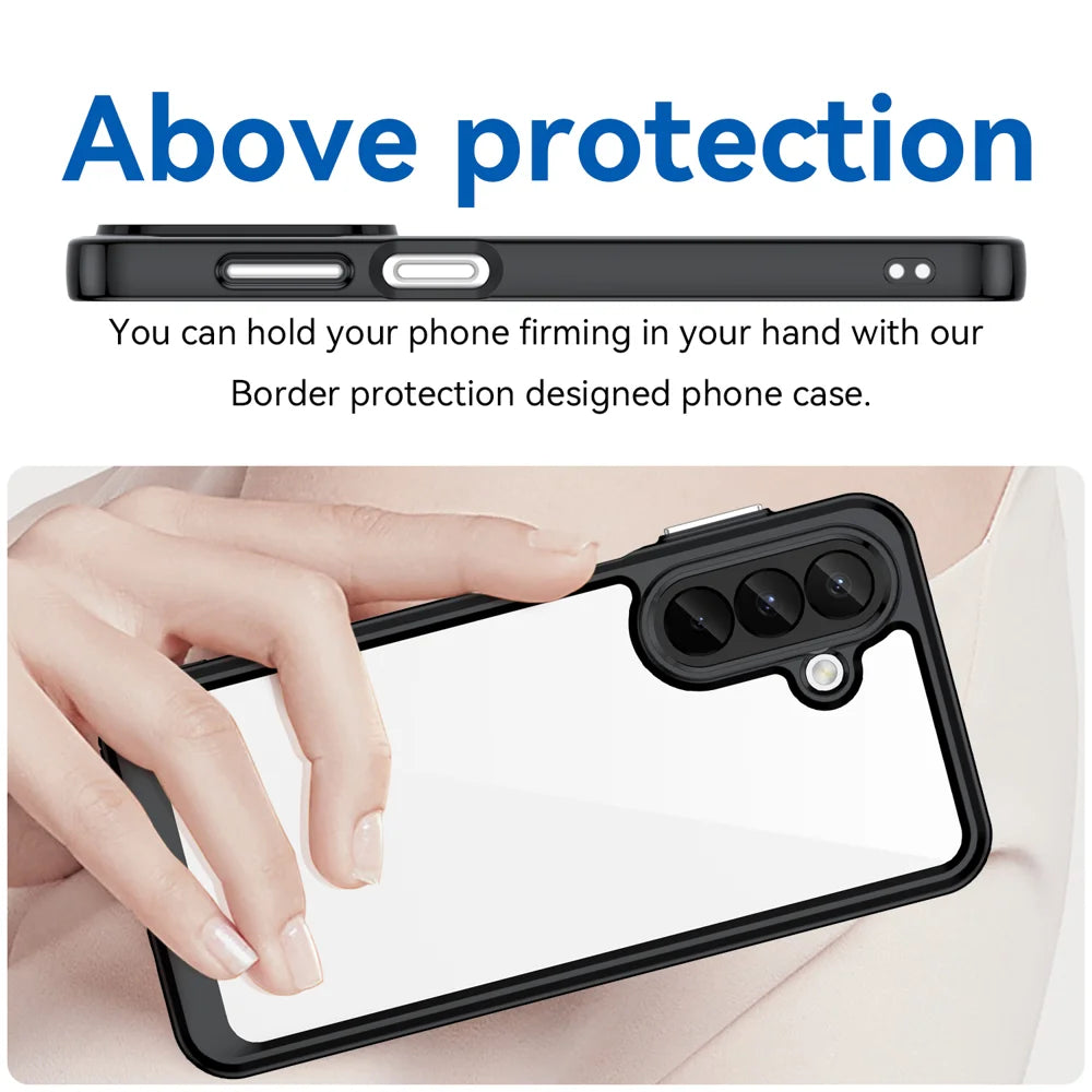 WANLONFENG for Samsung Galaxy A27 Phone Case  XC Series TPU Acrylic Cover with Tempered Glass (Big Lens Hole) - Black - 5