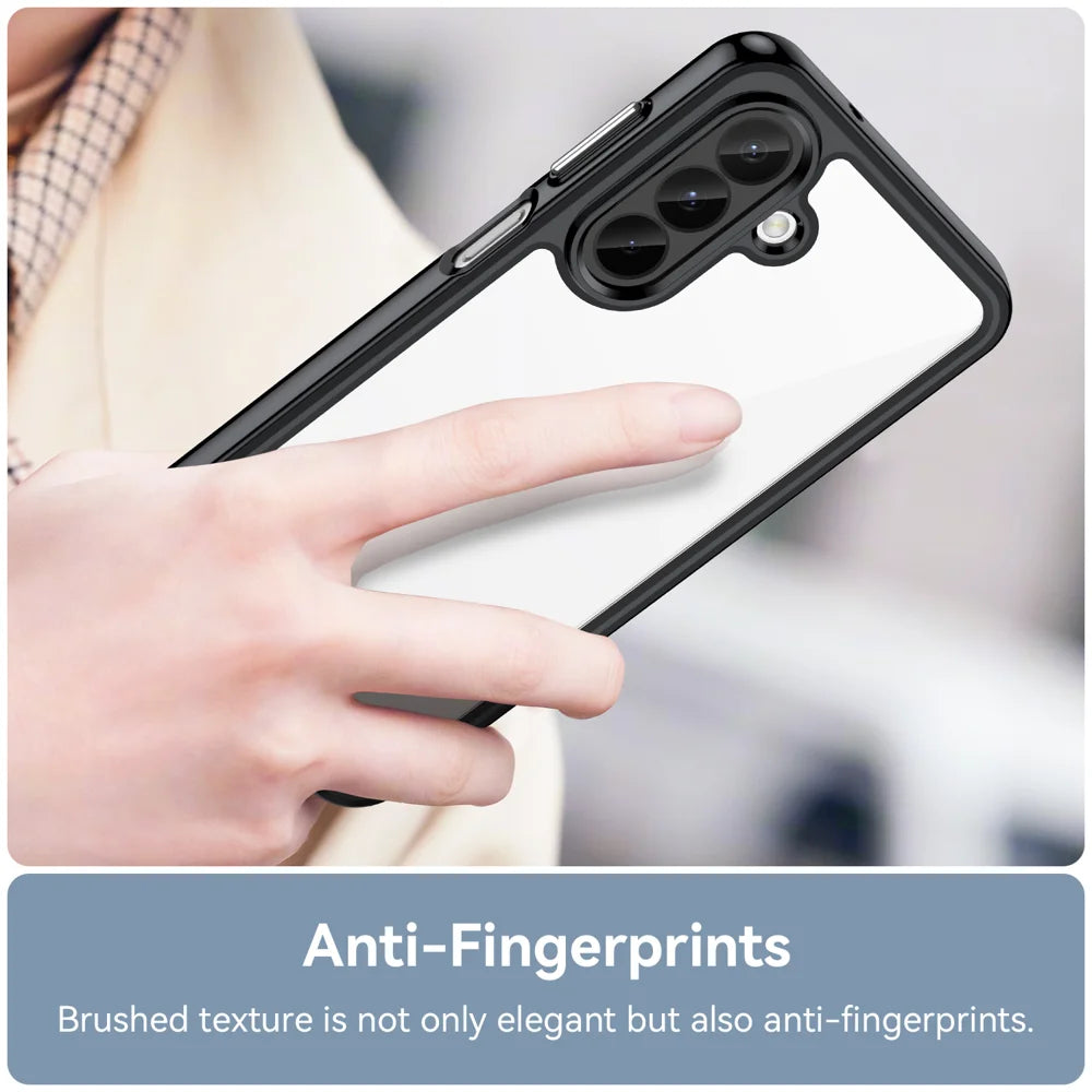 WANLONFENG for Samsung Galaxy A27 Phone Case  XC Series TPU Acrylic Cover with Tempered Glass (Big Lens Hole) - Black - 6