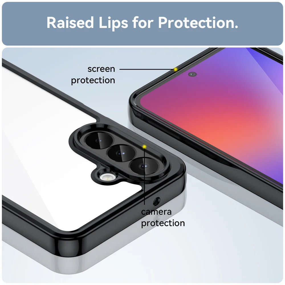 WANLONFENG for Samsung Galaxy A27 Phone Case  XC Series TPU Acrylic Cover with Tempered Glass (Big Lens Hole) - Black - 7