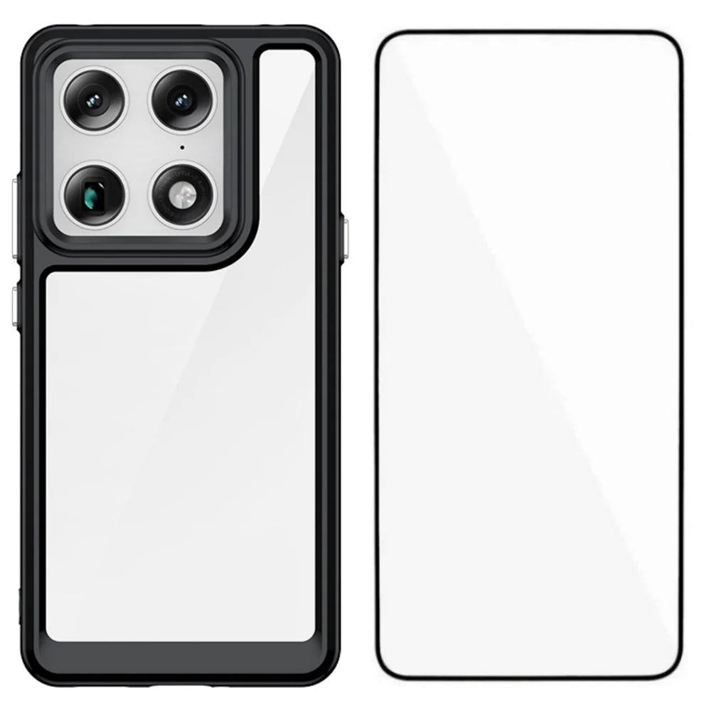WANLONFENG for Motorola Moto X70 Air Pro 5G / Motorola Signature 5G Phone Case  XC Series TPU Acrylic Cover with Tempered Glass (Big Lens Hole) - Black - 1
