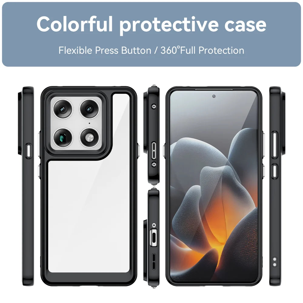 WANLONFENG for Motorola Moto X70 Air Pro 5G / Motorola Signature 5G Phone Case  XC Series TPU Acrylic Cover with Tempered Glass (Big Lens Hole) - Black - 3