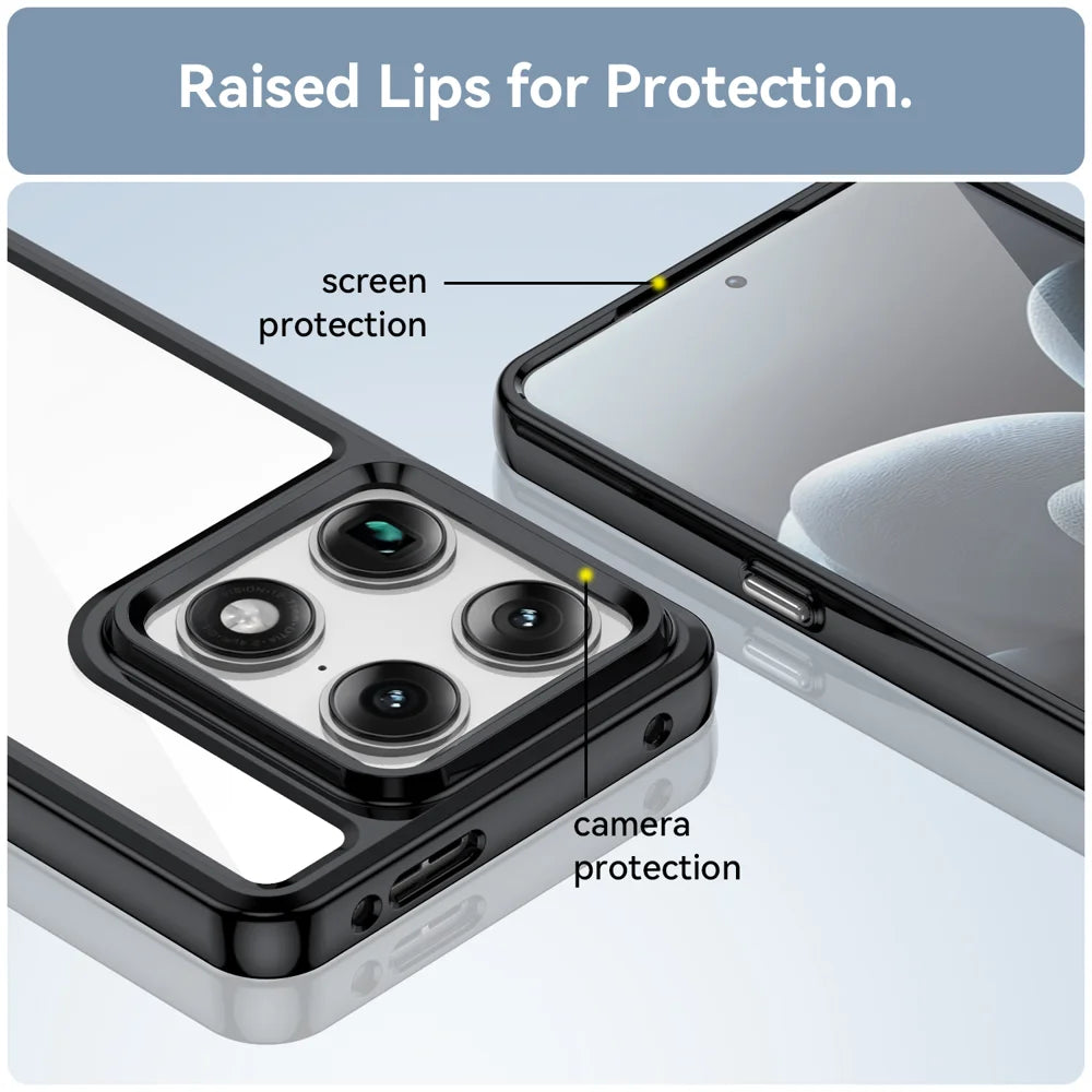 WANLONFENG for Motorola Moto X70 Air Pro 5G / Motorola Signature 5G Phone Case  XC Series TPU Acrylic Cover with Tempered Glass (Big Lens Hole) - Black - 7