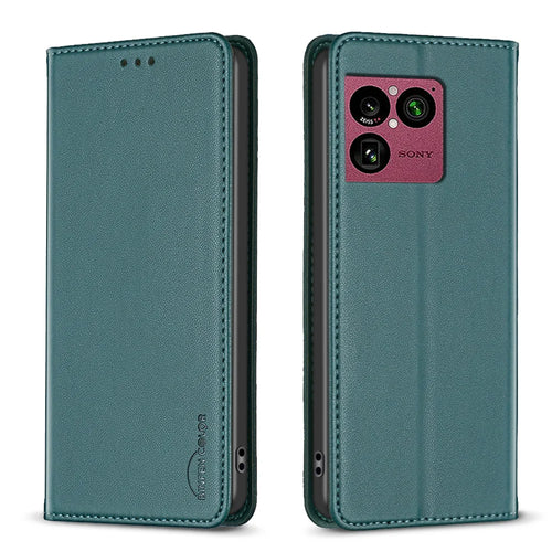 BINFEN COLOR for Sony Xperia 1 VIII Leather Case  BF18 Phone Stand Cover with Card Slots - Green - 1