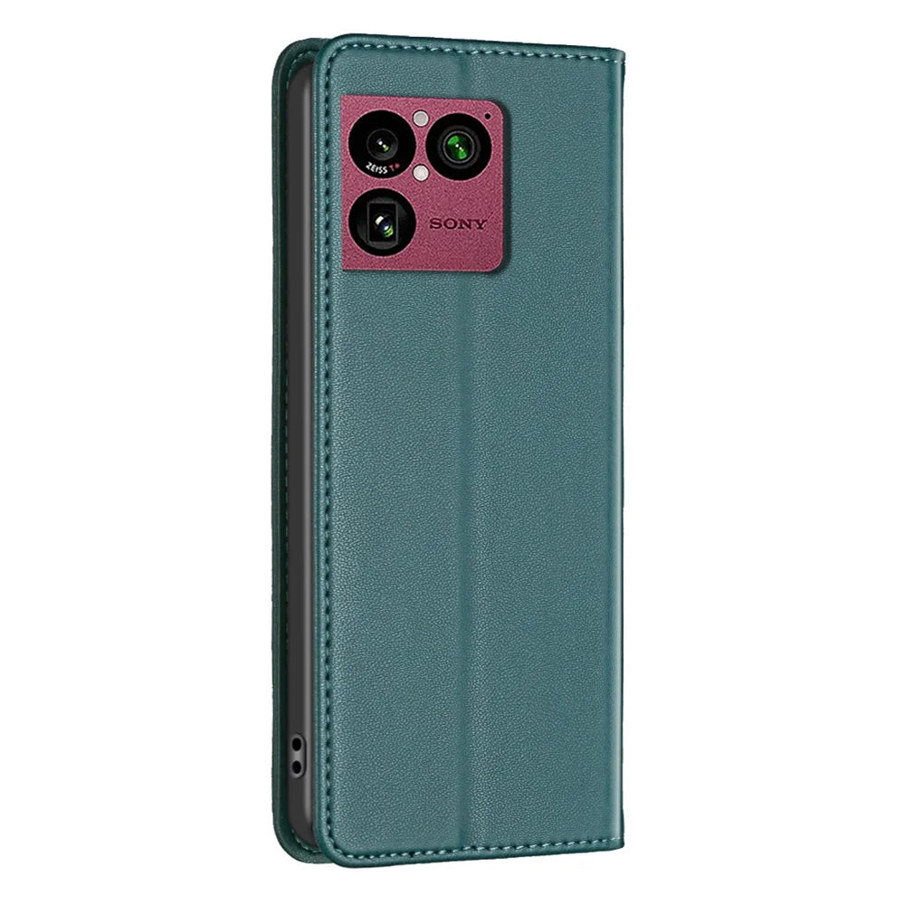 BINFEN COLOR for Sony Xperia 1 VIII Leather Case  BF18 Phone Stand Cover with Card Slots - Green - 3