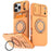For iPhone 18 Pro Max / 17 Pro Max Case Slide Camera Cover Kickstand TPU + PC Phone Protective Shell with Card Holder - Orange - 1