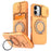 For iPhone 17 Case Slide Camera Cover Kickstand TPU + PC Phone Protective Shell with Card Holder - Orange - 1
