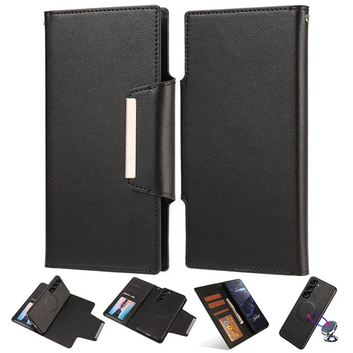 Detachable Phone Cover For Samsung Galaxy S23 Slim PU Leather+TPU Flip Wallet Drop-proof Phone Case - Black - 1