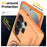 For Samsung Galaxy S24 Ultra Case Slide Camera Cover Kickstand TPU + PC Phone Protective Shell with Card Holder - Orange - 4