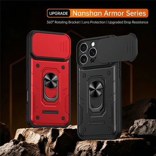 For iPhone 16 Pro Max Magnetic Case Sliding Lens Cover PC + TPU Phone Shell with Tempered Glass Film - Black - 2