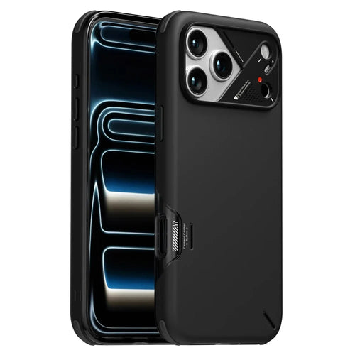 AULUMU A17 For iPhone 17 Pro Max Shockproof Magnetic Case PC + TPU Phone Cover with Aluminum Alloy Camera Frame - Black - 1
