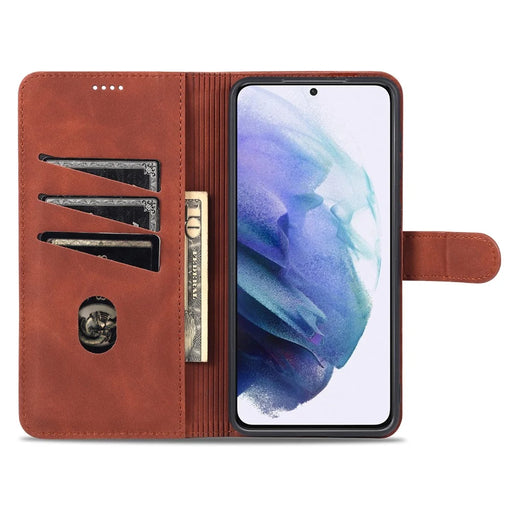AZNS For Samsung Galaxy S23+ Anti-scratch PU Leather Magnetic Flip Cover Stand Wallet Drop Protection Phone Case - Brown - 2