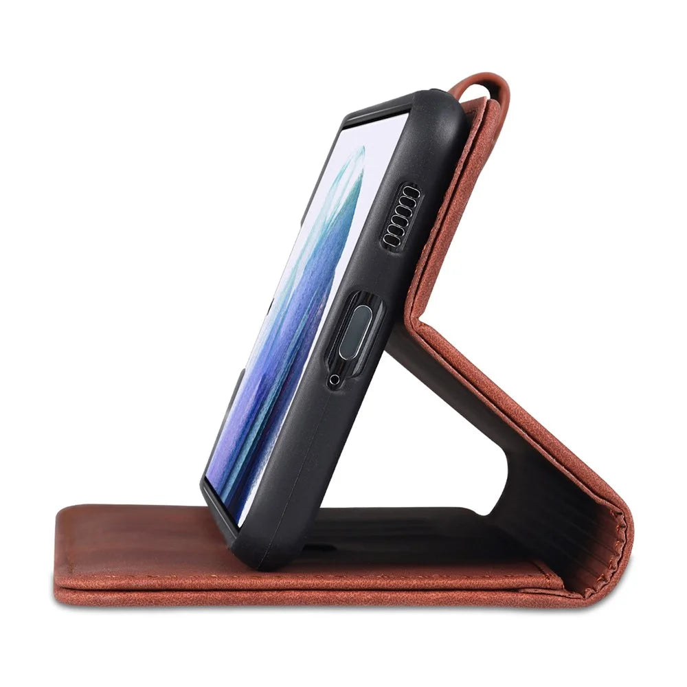 AZNS For Samsung Galaxy S23+ Anti-scratch PU Leather Magnetic Flip Cover Stand Wallet Drop Protection Phone Case - Brown - 6