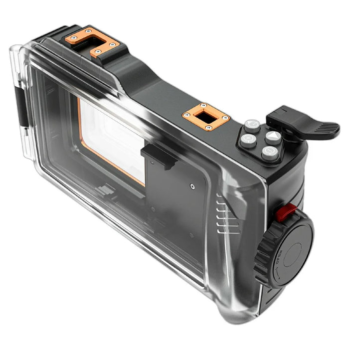 For iPhone 17 Diving Waterproof Case 45m / 147ft Underwater Photography Surfing Photo Video Housing Cover - Black / Orange - 3