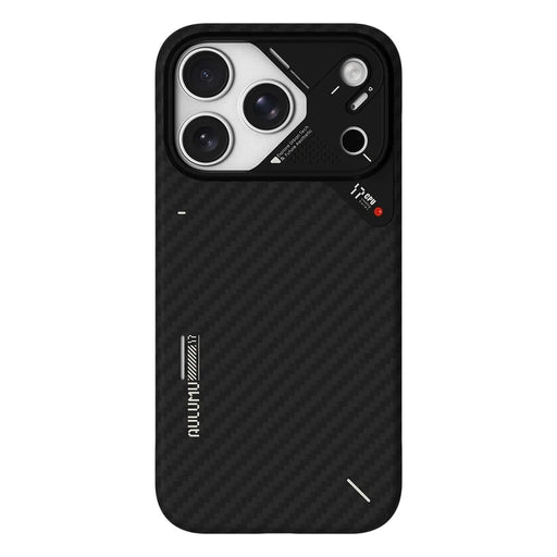AULUMU For iPhone 17 Pro Max Aramid Fiber Case Ultra Thin Magnetic Phone Cover with Real-Time Temperature Monitoring - Black - 2