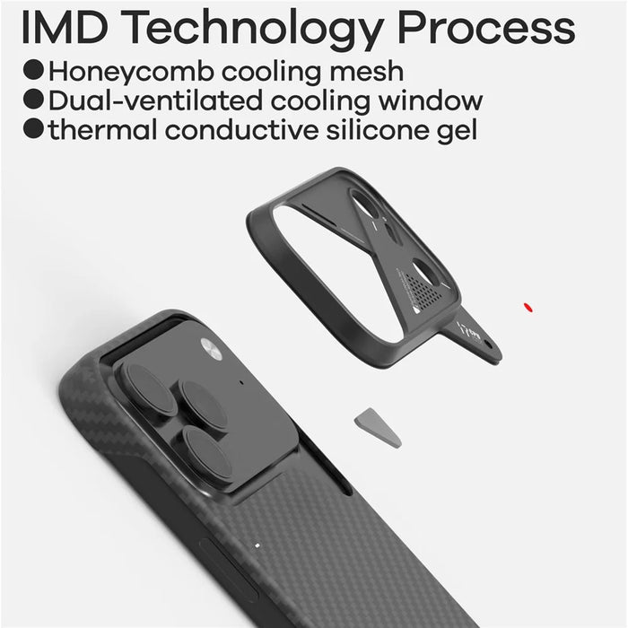 AULUMU For iPhone 17 Pro Max Aramid Fiber Case Ultra Thin Magnetic Phone Cover with Real-Time Temperature Monitoring - Black - 5