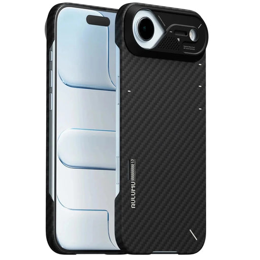 AULUMU For iPhone Air Aramid Fiber Case Ultra Thin Magnetic Phone Cover with Real-Time Temperature Monitoring - Black - 1