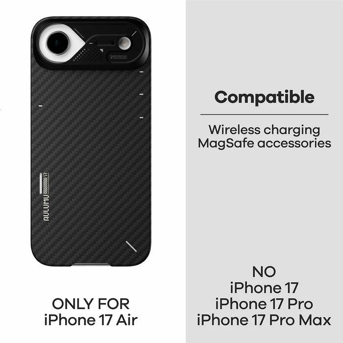 AULUMU For iPhone Air Aramid Fiber Case Ultra Thin Magnetic Phone Cover with Real-Time Temperature Monitoring - Black - 4