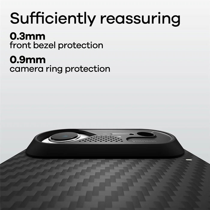 AULUMU For iPhone Air Aramid Fiber Case Ultra Thin Magnetic Phone Cover with Real-Time Temperature Monitoring - Black - 5
