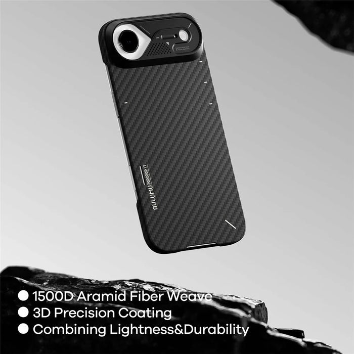 AULUMU For iPhone Air Aramid Fiber Case Ultra Thin Magnetic Phone Cover with Real-Time Temperature Monitoring - Black - 6
