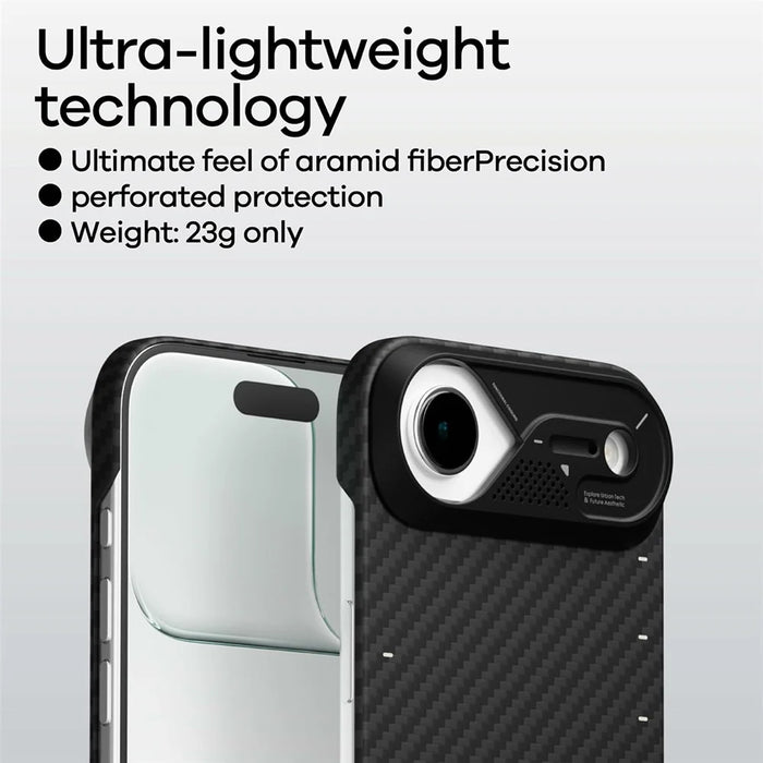 AULUMU For iPhone Air Aramid Fiber Case Ultra Thin Magnetic Phone Cover with Real-Time Temperature Monitoring - Black - 7