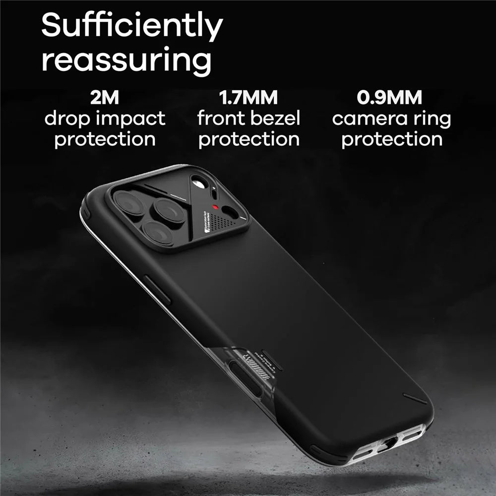 AULUMU A17 For iPhone 17 Pro Shockproof Case PC + TPU Phone Cover with Aluminum Alloy Camera Frame - Black - 4