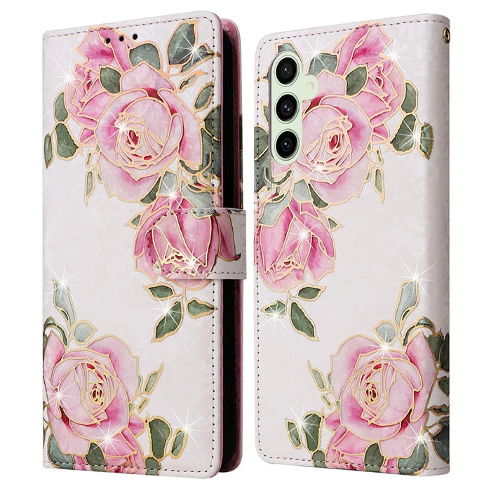 For Samsung Galaxy S26 FE Case RFID Blocking Flower Leather Phone Cover - Flower - 1