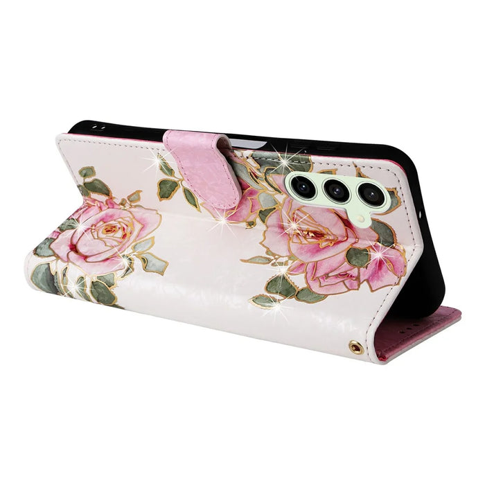 For Samsung Galaxy S26 FE Case RFID Blocking Flower Leather Phone Cover - Flower - 4