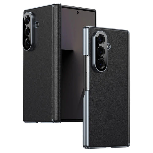 For Samsung Galaxy Z Fold8 Ultra Case Dual-Axis Hinge PU Leather Hard PC Folding Phone Cover - Black - 1