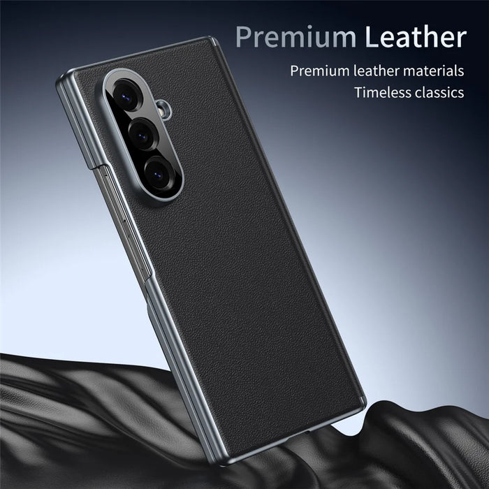For Samsung Galaxy Z Fold8 Ultra Case Dual-Axis Hinge PU Leather Hard PC Folding Phone Cover - Black - 3