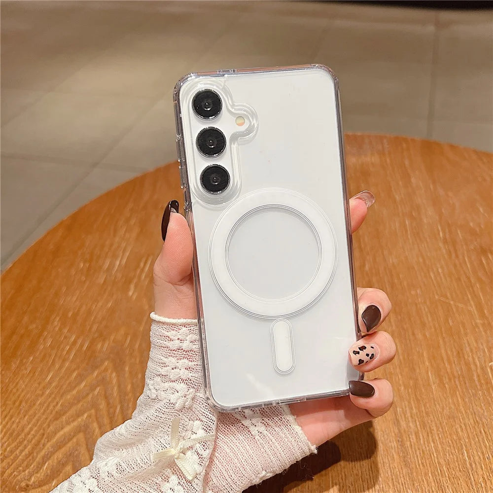 For Samsung Galaxy S25+ Magnetic Case Slim Soft TPU Crystal Clear Phone Cover - Transparent - 2