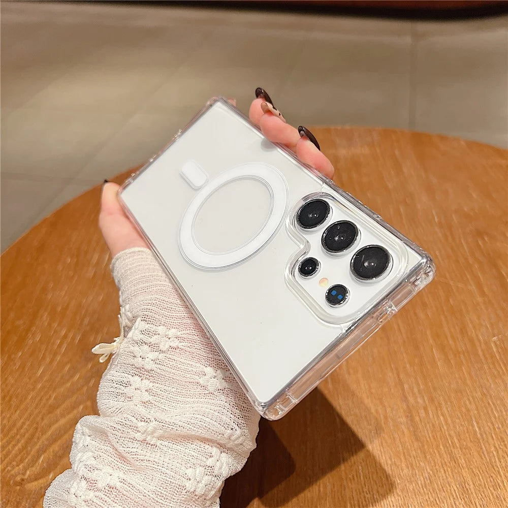 For Samsung Galaxy S25 Ultra Magnetic Case Slim Soft TPU Crystal Clear Phone Cover - Transparent - 2