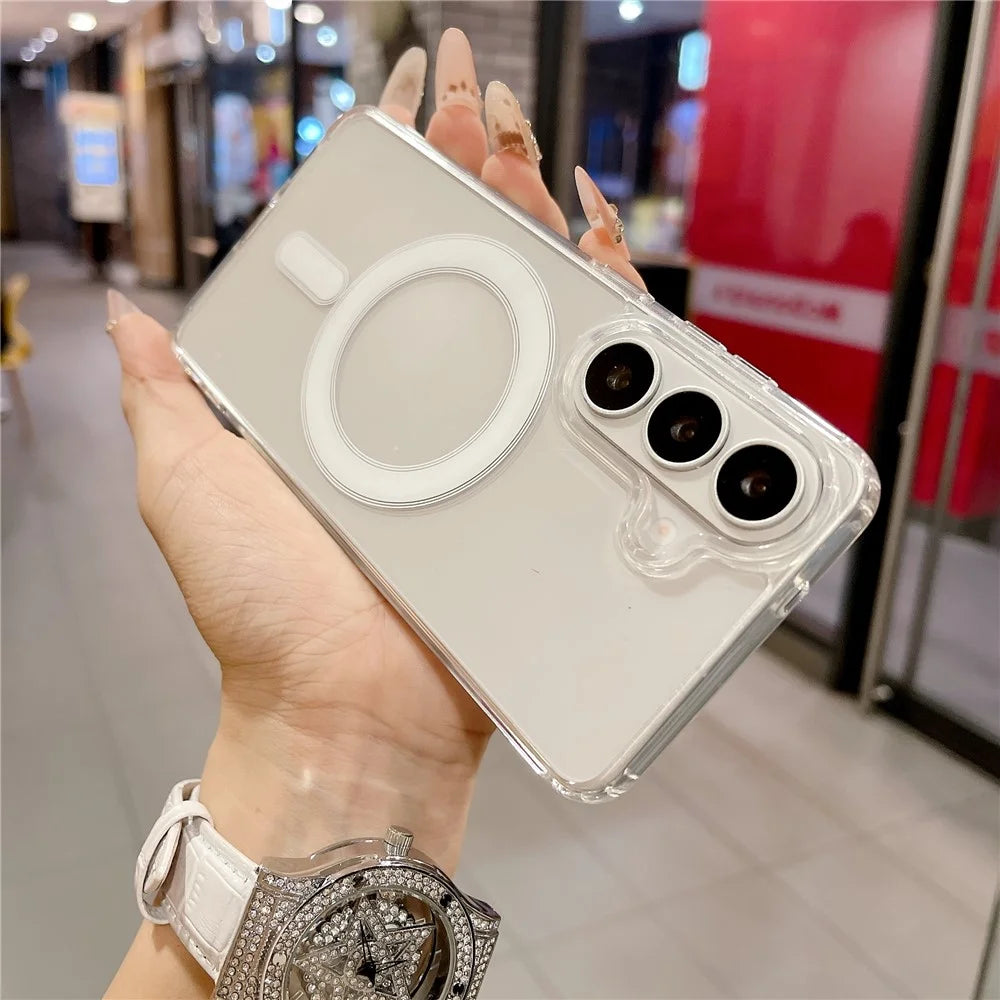 For Samsung Galaxy S26+ Magnetic Case Slim Soft TPU Crystal Clear Phone Cover - Transparent - 2
