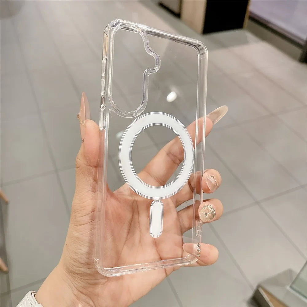 For Samsung Galaxy S26+ Magnetic Case Slim Soft TPU Crystal Clear Phone Cover - Transparent - 3