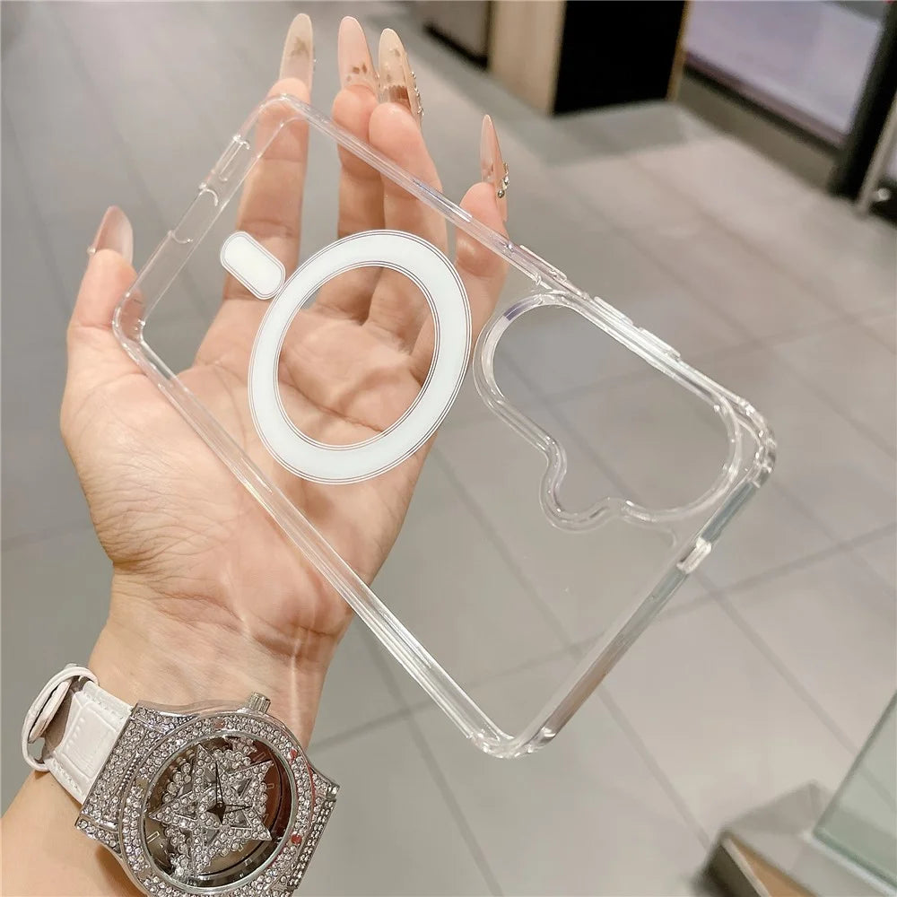 For Samsung Galaxy S26+ Magnetic Case Slim Soft TPU Crystal Clear Phone Cover - Transparent - 4