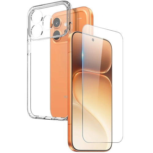 NORTHJO For Honor 600 5G Case Soft TPU Clear Phone Cover with Tempered Glass Screen Protector (Fingerprint Unlock) - Transparent - 1