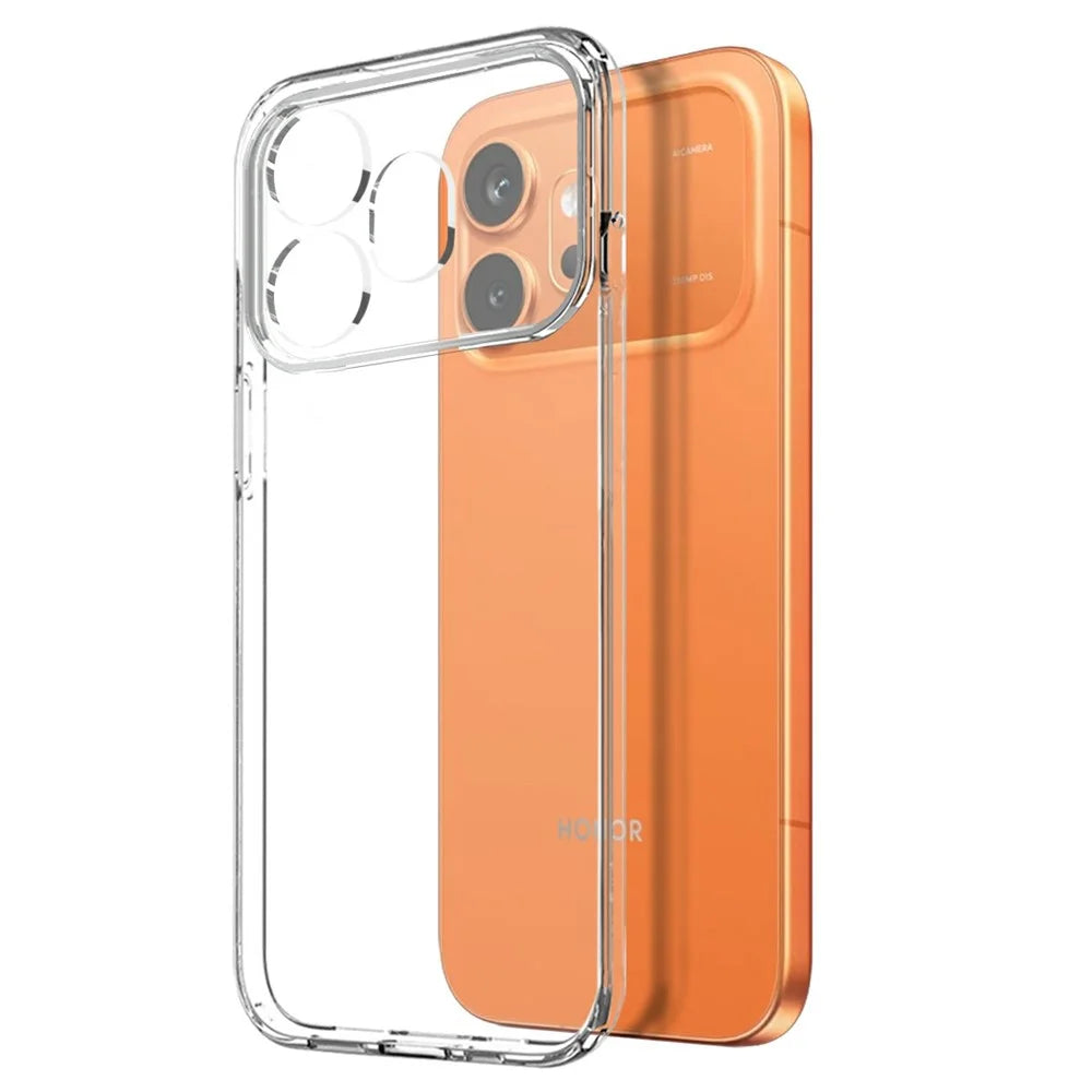 NORTHJO For Honor 600 5G Case Soft TPU Clear Phone Cover with Tempered Glass Screen Protector (Fingerprint Unlock) - Transparent - 2