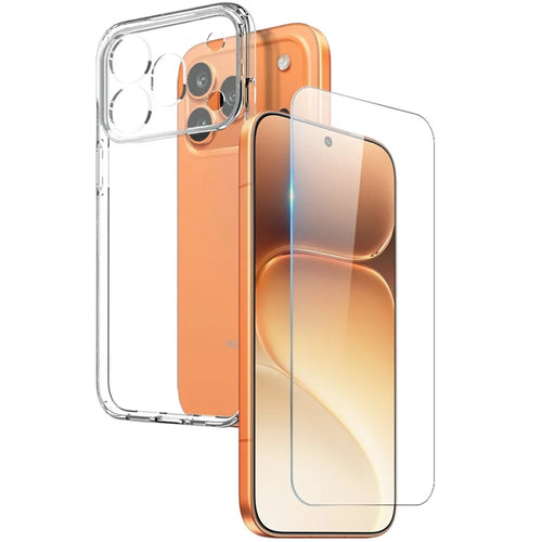NORTHJO For Honor 600 Pro 5G Case Soft TPU Clear Phone Cover with Tempered Glass Screen Protector (Fingerprint Unlock) - Transparent - 1