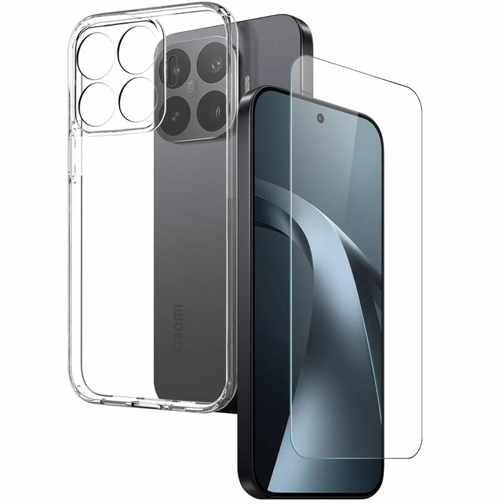 NORTHJO For Xiaomi 17T Case Soft TPU Clear Phone Cover with Tempered Glass Screen Protector - Transparent - 1