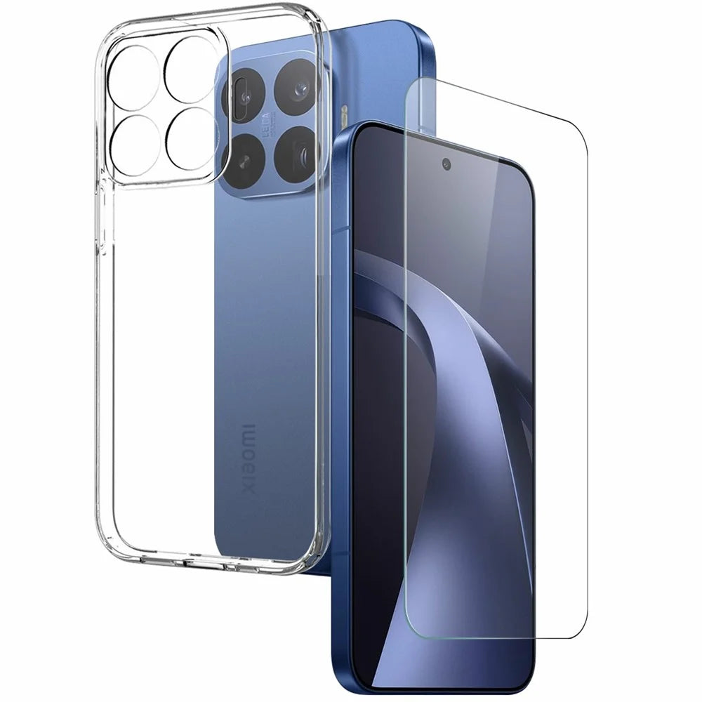 NORTHJO For Xiaomi 17T Pro Case Soft TPU Clear Phone Cover with Tempered Glass Screen Protector - Transparent - 1