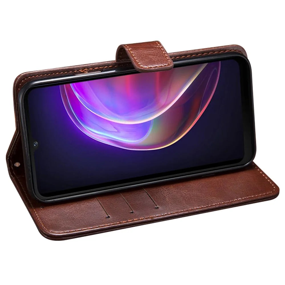 IDEWEI For vivo X90 Pro 5G Stand Feature Crazy Horse Texture PU Leather Flip Wallet Cover Phone Shell Shockproof Protective Case - Brown - 3