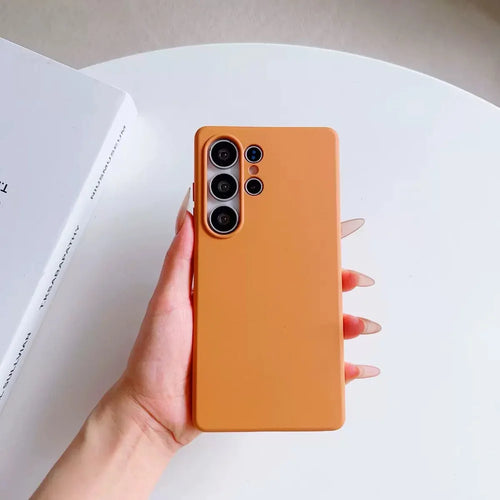 For Samsung Galaxy S25 Ultra Magnetic Case Matte Texture Anti-fingerprint Shockproof PC + TPU Phone Cover - Orange - 1