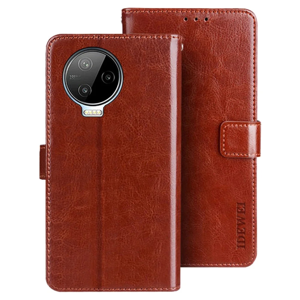 IDEWEI For Infinix Note 12 Pro 4G Crazy Horse Texture PU Leather Flip Stand Wallet Cover Phone Shell Protective Case - Brown - 1