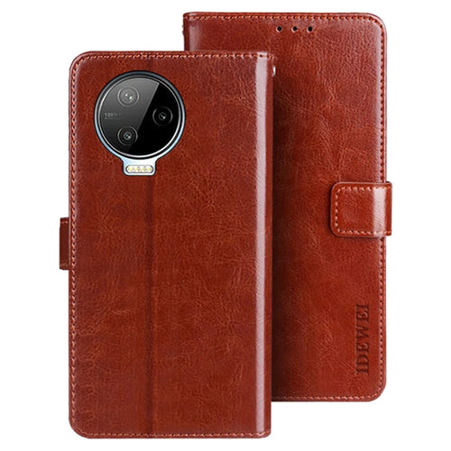 IDEWEI For Infinix Note 12 Pro 4G Crazy Horse Texture PU Leather Flip Stand Wallet Cover Phone Shell Protective Case - Brown - 1