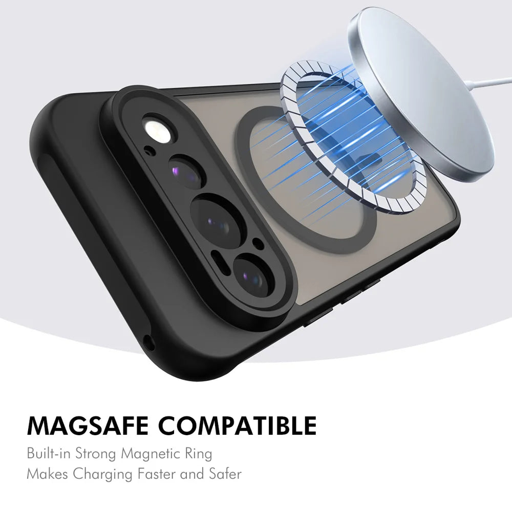 HAT PRINCE for Google Pixel 11 Pro ENKAY  Magnetic Case with Tempered Glass Support Ultrasonic Unlocking PC TPU Matte Phone Cover - Black - 2
