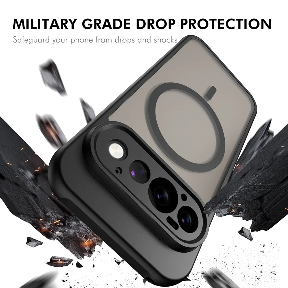 HAT PRINCE for Google Pixel 11 Pro ENKAY  Magnetic Case with Tempered Glass Support Ultrasonic Unlocking PC TPU Matte Phone Cover - Black - 4